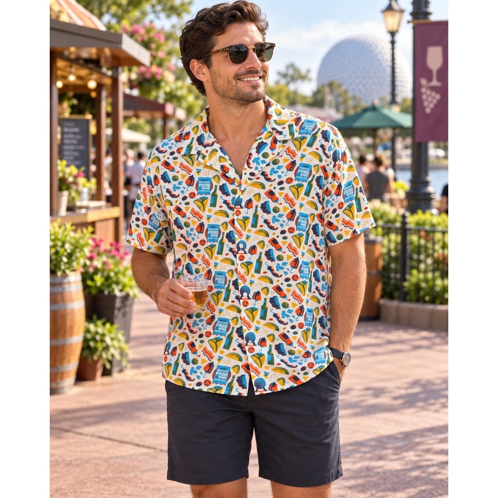Disney Reyn Spooner EPCOT Food Wine Festival 2023 Shirt Mens XL Foodie Parks